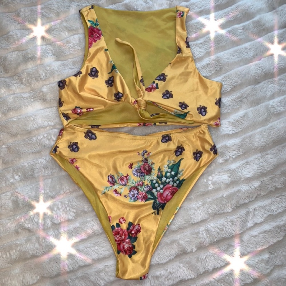 Floral High Waisted Bikini